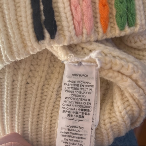 Tory Burch Multi Stripe Merino Wool Oversized Turtleneck Sweater - Picture 6 of 9